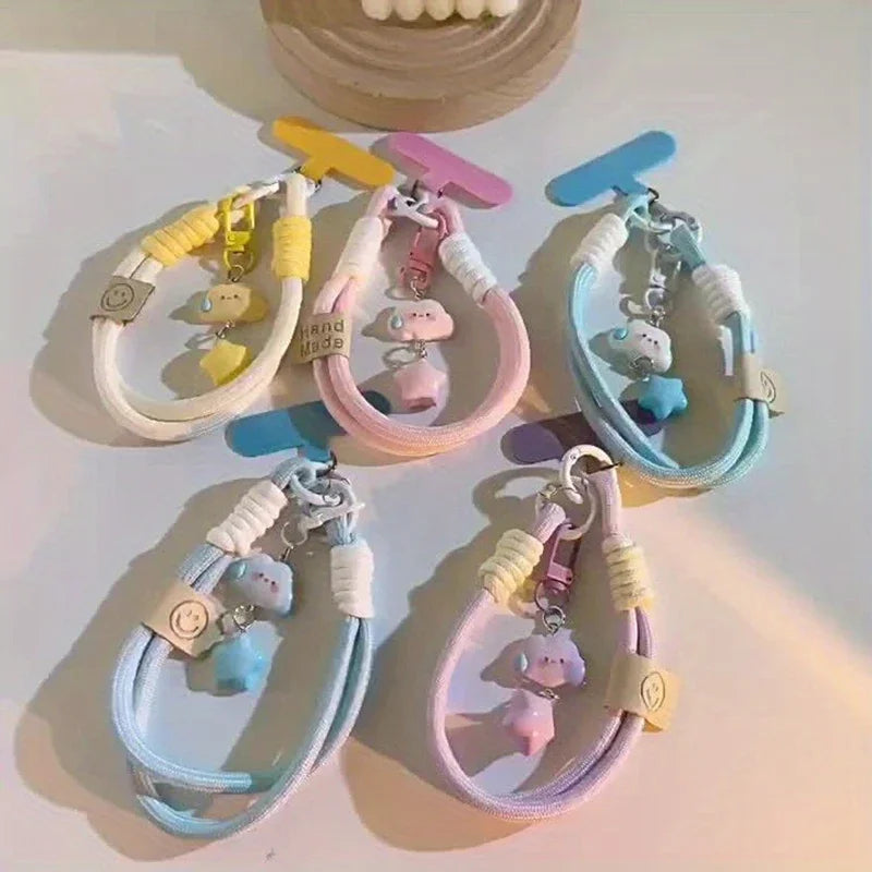 New Colourful Mobile Phone Strap Short Wrist Strap Clouds Star Charm Keychain Camera Chain Lanyard Universal Phone Case Lanyard