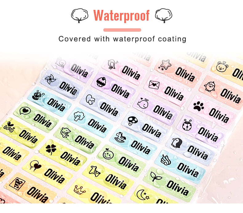 60/500pcs Name Tag Sticker Custom Waterproof Kawaii Stickers Decals Personalized First Name Label for Children School Stationery