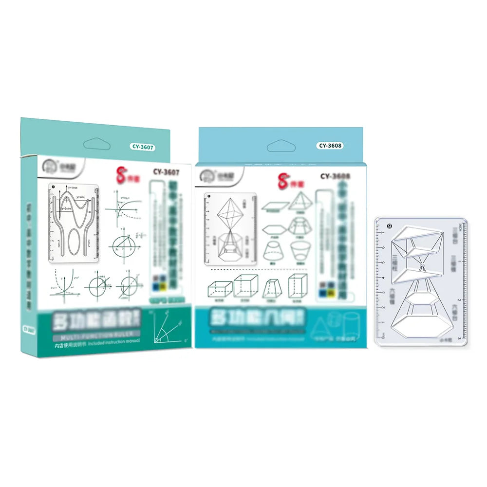 8 PCS Multi functional ruler set for mathematical geometry, function graphics, drawing geometry, ruler