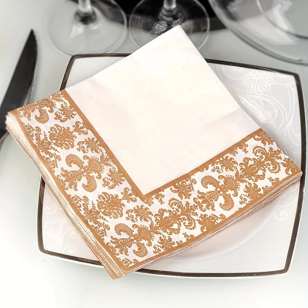 20/100Pcs,  Golden Printing Napkins, Cocktail Tissue, Wedding Tableware Decoration, Cleaning Supplies, Christmas Party Supplies