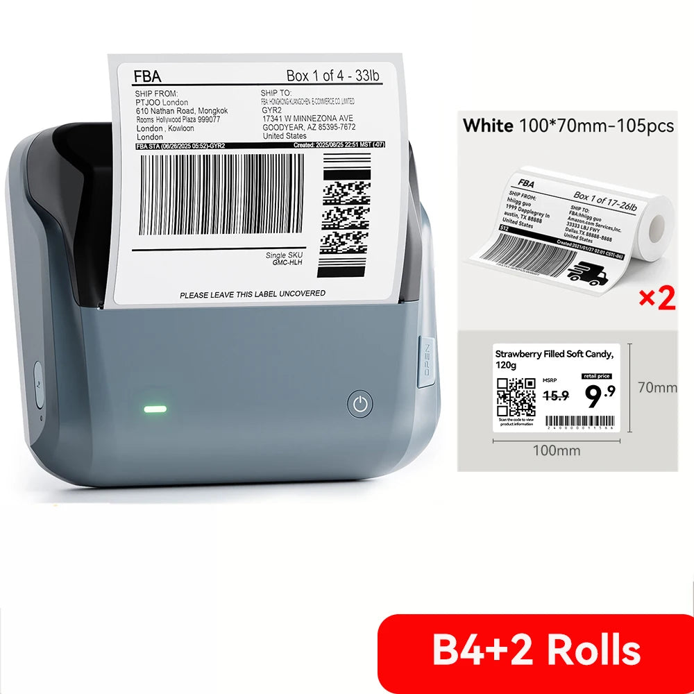 Niimbot B4 Thermal Label Printer Large Size 20-110mmm Print Width Label Sitcker Machine Shipping Label Business Office Use