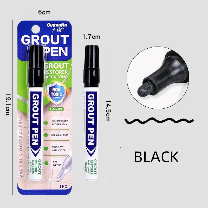 White Grout Tile Pen 8 Colors Waterproof Wall Grout Restorer Marker Pen for Bathroom Wall Floor Decontamination Seam Repair Pens