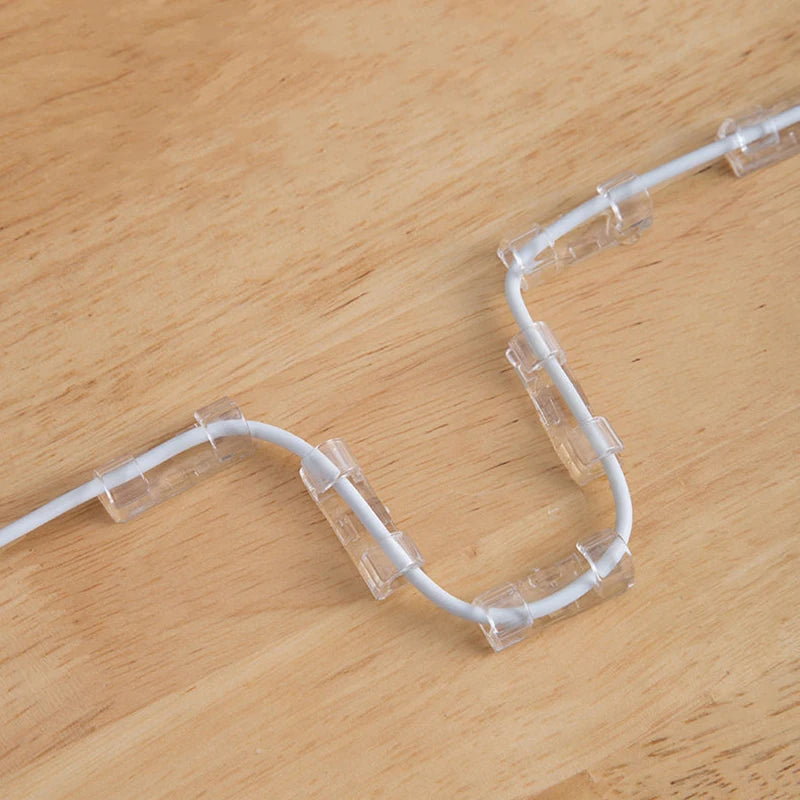20/100pcs Cable Organizer Clips Cord Holder Transparent Management Wire Manager Home Office USB Data Line Winder Hooks Protector