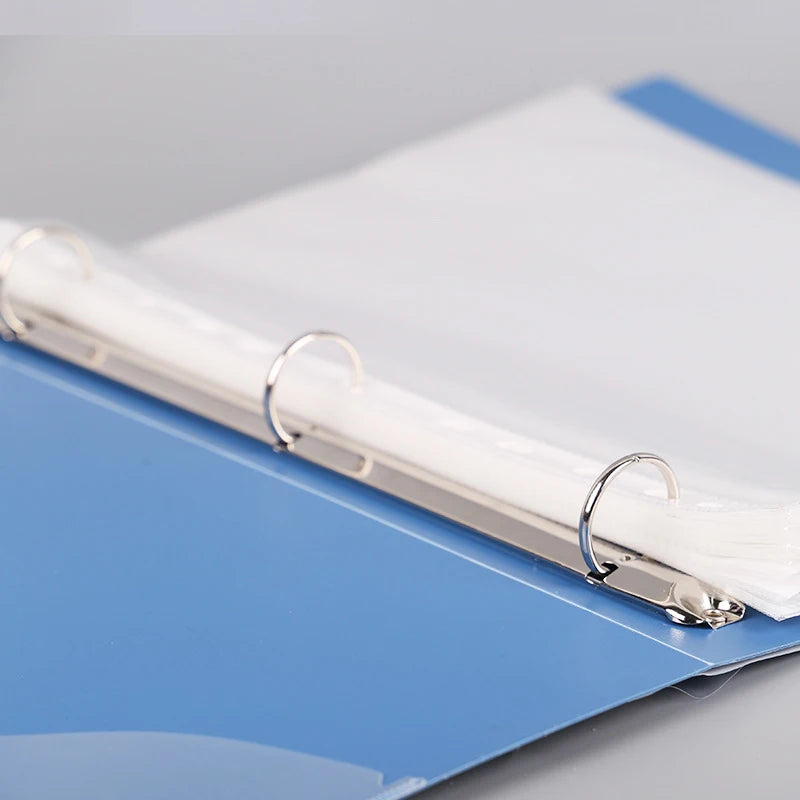 〔R〕A4 3-Ring Binder Folders - Clear & Blue Document Organizers for Office/Study