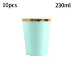 10pcs/set Disposable Birthday Tableware Cup Paper Plate Straws Birthday Party Wedding Decoration Kids Baby Shower Party Supplies
