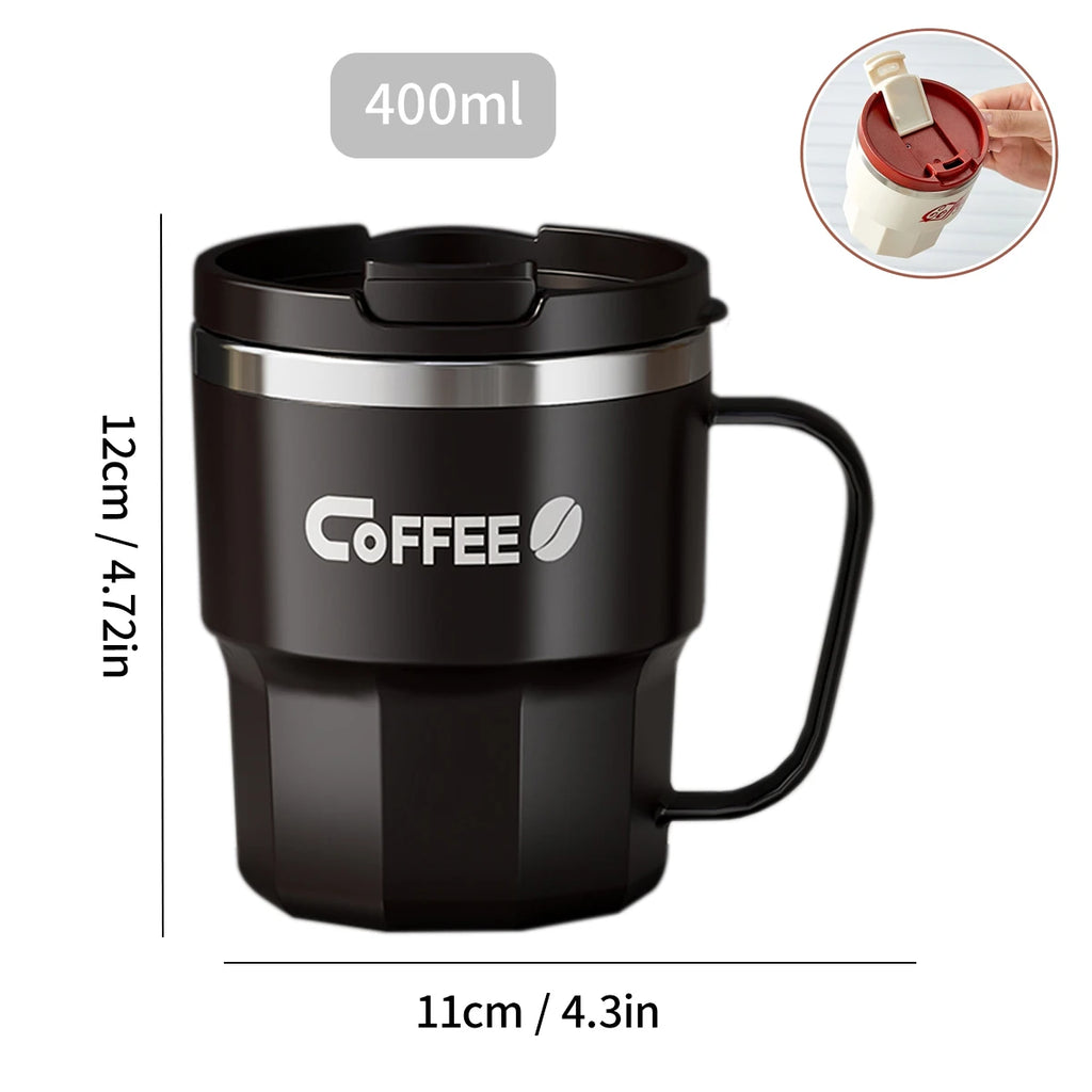WORTHBUY 304 Stainless Steel Double Wall Insulated Coffee Cup With Handle Portable Students Leak-proof Water Cup Milk Coffee Mug