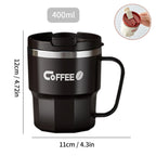 WORTHBUY 304 Stainless Steel Double Wall Insulated Coffee Cup With Handle Portable Students Leak-proof Water Cup Milk Coffee Mug