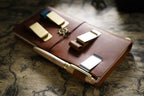 Brass Leather Pen Clip Stainless Steel Cowhide for Traveler's Notebook - Genunine Leather & Metal Notebook Accessory