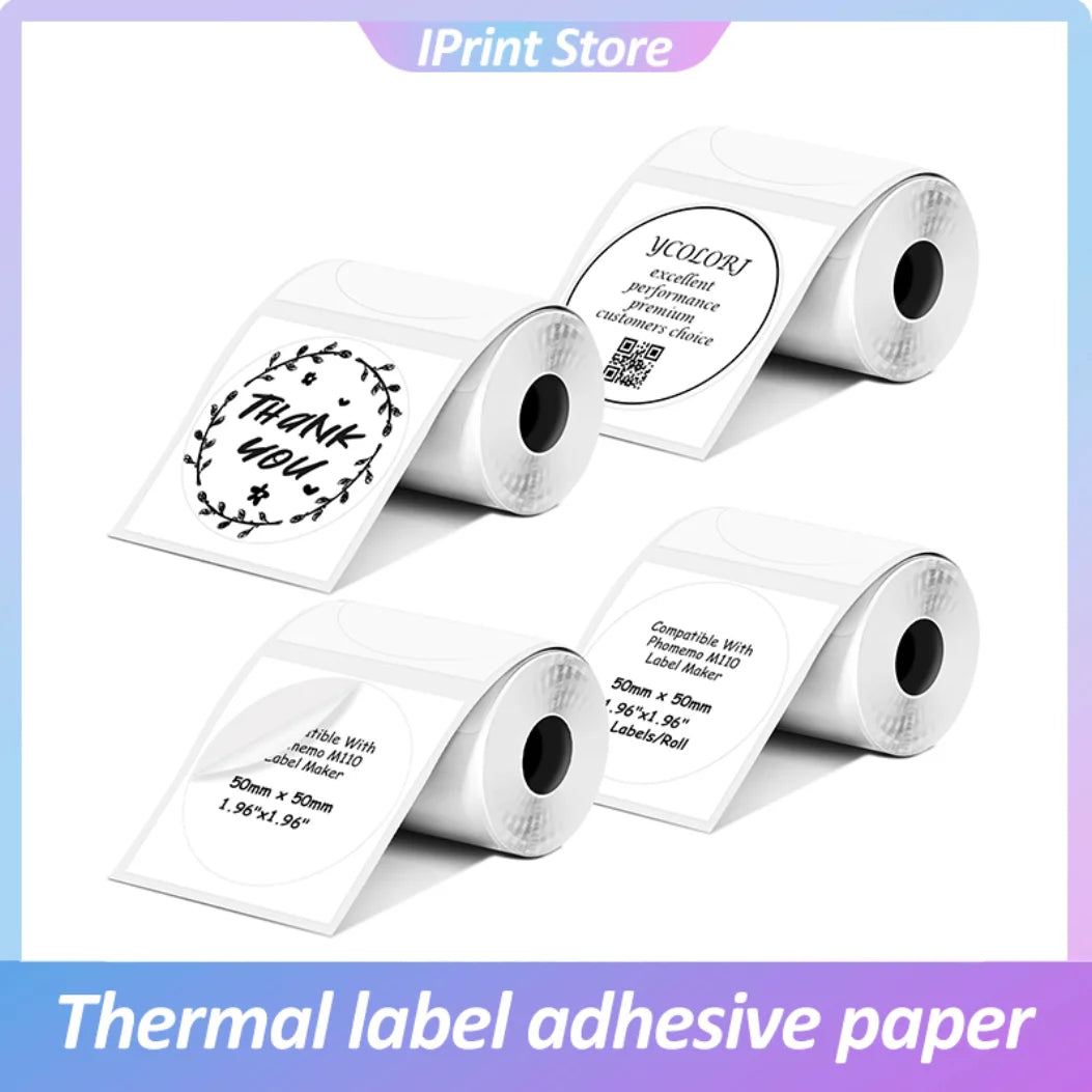 50x50mm Waterproof Thermal Stickers Compatible M110 Printer, Fade-Resistant Address Labels for Shipping & Retail Shelf Tags