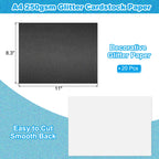 20 Sheets 250gsm Glitter Cardstock Paper Rectangle Premium Sparkly Paper Craft Cardstock Paper for Scrapbook Cards DIY Party Art