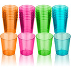 100Pcs Plastic Shot Glasses 2oz Disposable Clear Hard Plastic Cups(Multicolor) jello cups for party iridescent party supplies