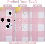 Retro Pink Gingham Tablecloth 54"x108"| Heavy-Duty Waterproof Plastic for Picnics&Coffee Shop Decor |  Party Backdrop