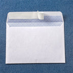 100Pcs White Business Envelopes Security Pattern Self-Seal Confidential Mailers for Office Documents Letter Size Plain Envelopes