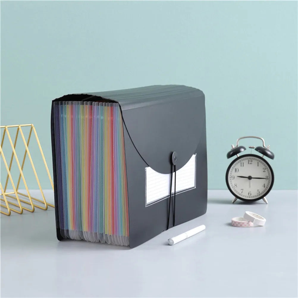 Rainbow Accordion File Folder Plastic Portable Document Organizer for Receipts Cards Coupons Papers Office School Travel Neat
