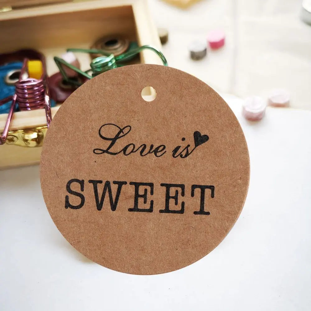 100Pcs Handmade Thank You with Red Heart Gift Tags Wedding Party Christmas Box Decor Paper Hang Tags Price Label Hang Tag Cards