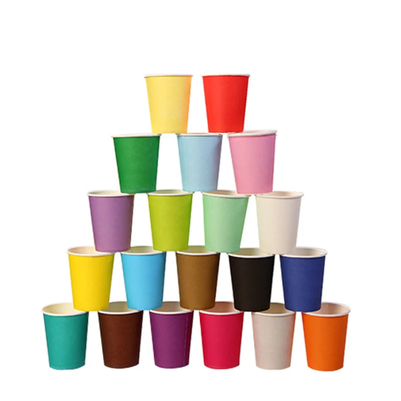 10/30/50PCS Disposable Thick Paper Cups Colored Paper Cups Birthday Parties Wedding Banquets Outdoor Picnics Party Supplies