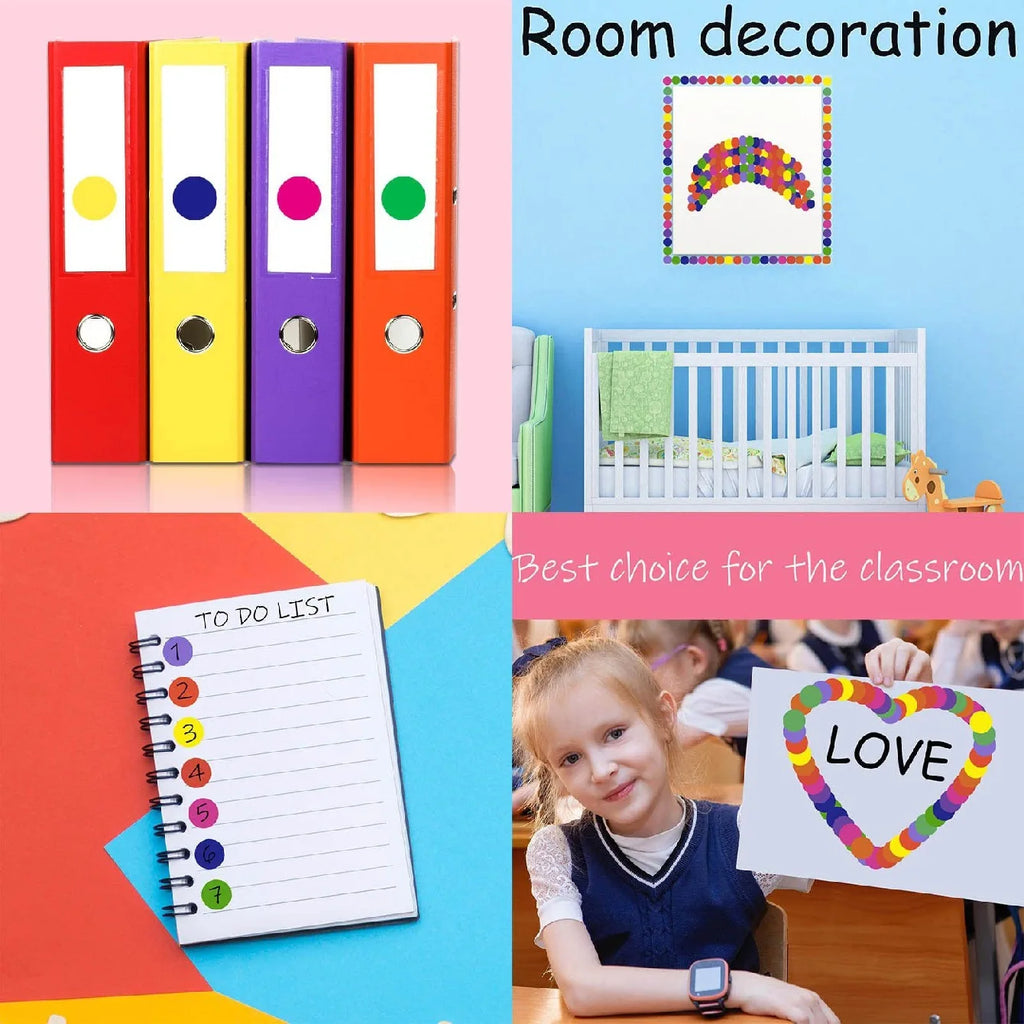 350-700pcs 10 Colors Colorful Dot Glue Stickers, Round Label Paper Round White Circle Round Code Sticker Self-adhesive Label