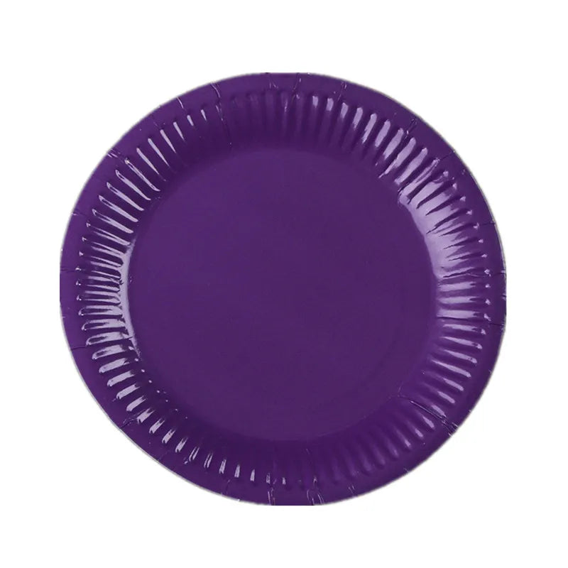 Solid Color Disposable Tableware Set Party Supplies Paper Plates Cups Wedding Birthday Party Decorations Adult Favor