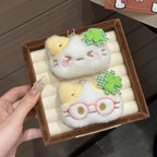1/2/4pcs Green Clover Cat Plush Small Cat Keyring Cute Charm Keychain for Girls Women Kawaii Bag Pendant Key Chains Couple Gift
