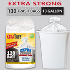 13 Gallon Heavy Duty Trash Bags 130 Count Super Strong Leak Proof Odor Control Disposable Garbage Bags for Kitchen Bathroom Bedr