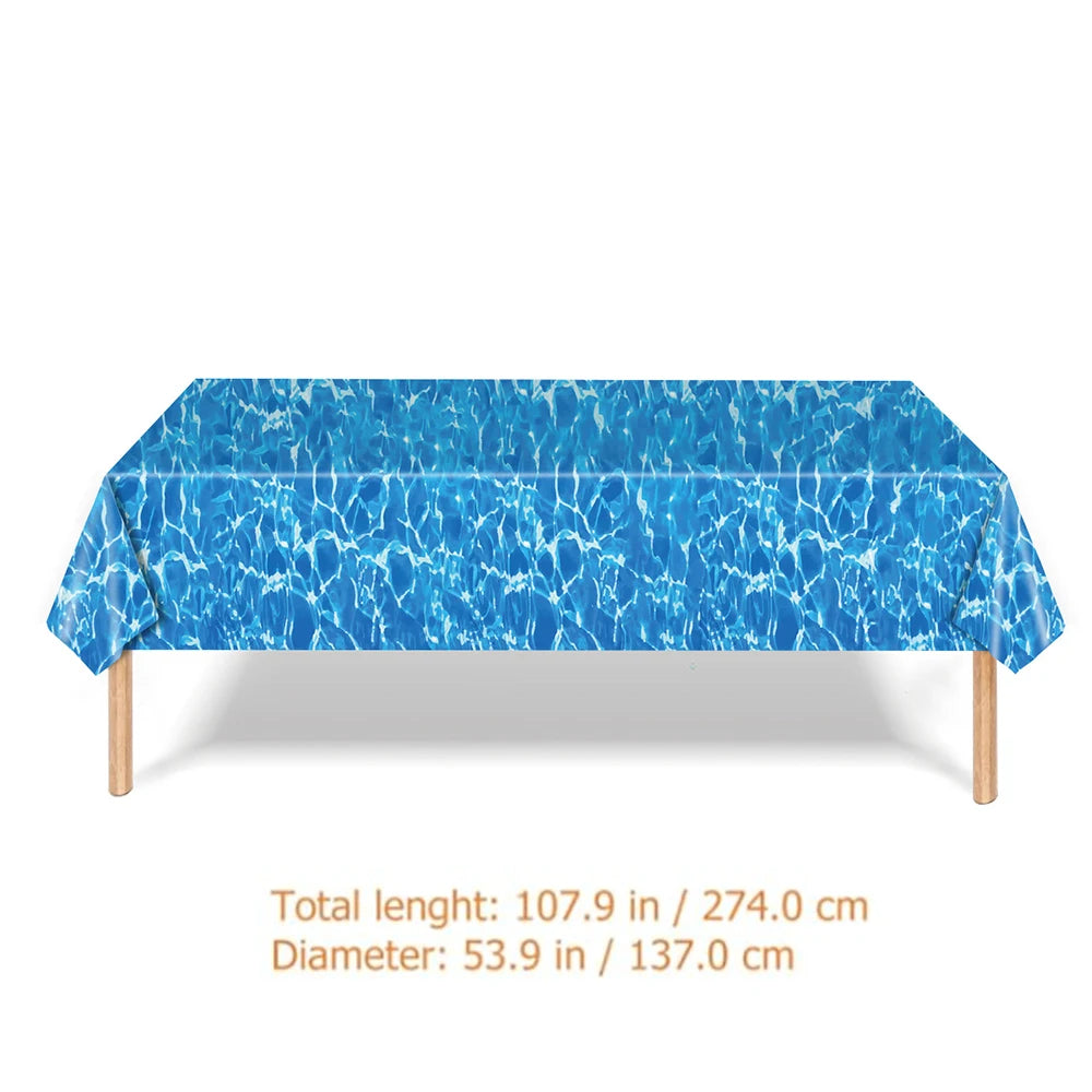 Ocean Shark Theme Disposable Tableware Cute Cartoon Marine Animal Plastic Tablecloth Kids Birthday Party Baby Shower Decor