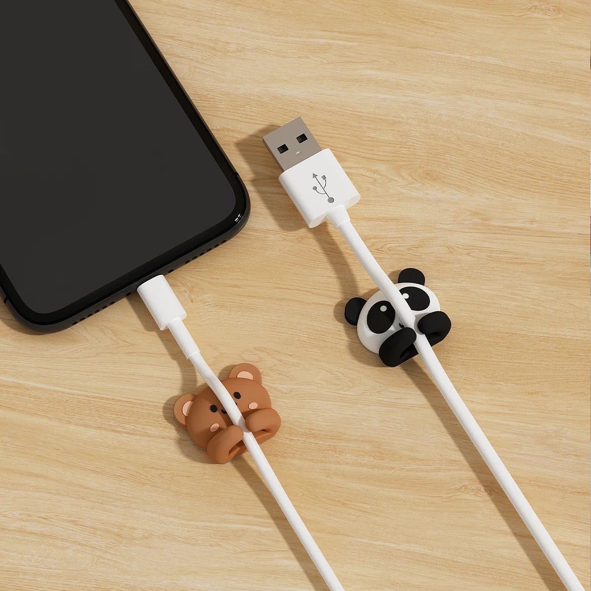 2/3pcs Cute Cartoon Desktop Cable Organizer Managers Self-Adhesive Winder Wire Cord Management Earphone Data Cable Clips Holder
