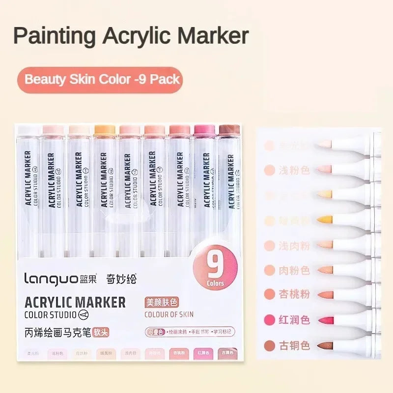 Languo 9/144 Colors Acrylic Paint Art Marker Pen DIY Painting Drawing Card Ceramic Stone Mug Glass Fabric Clothes Art Supplies