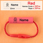 20pcs Baby Shoes Schoolbag Cup Clothes Name Sticker Waterproof Tag Rope Baby Name Ring Children Customized Name Label Pendant