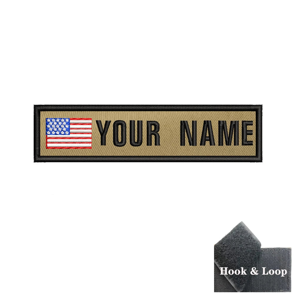 1PC 10cmX2.5cm Custom Name Flag Patch Badge Khaki Iron On Or Hook Loop Netherlands Russia Lithuania France Italy Spain Israel