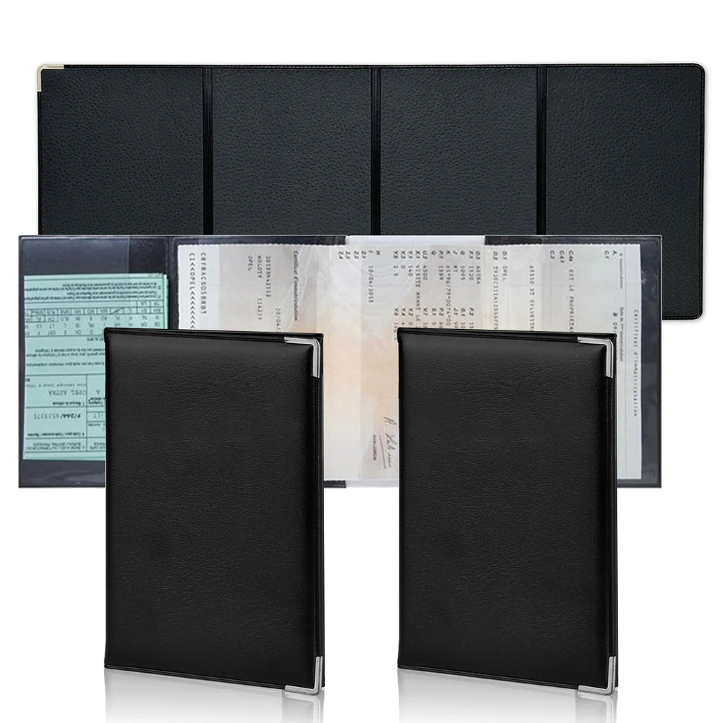 1/2pcs 4-fold grey card holder in imitation leather Vehicle document, insurance & licence holder – Elegant, compact and durable