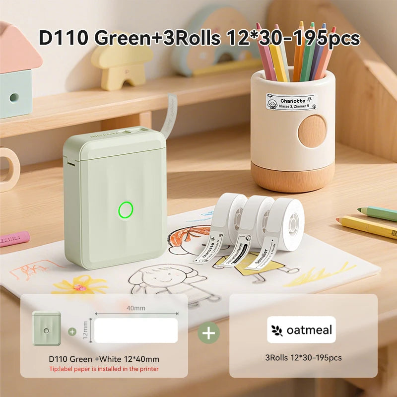 NIIMBOT D110 Upgraded Version Thermal Label Printer Mini Portable Name Tag Label Maker With Tape for Office Home Kitchen School