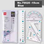 Deli Transparen Soft Ruler Set 4 in 1 Plastic Rulers for Student Drawing Mathematical Geometry School Stationery Curve Ruler