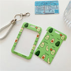 1Pc Solid Color Student Bus ID Card Protective Cover Keyring School Access Door Card Credit Card Holder Bag Set Key Chain