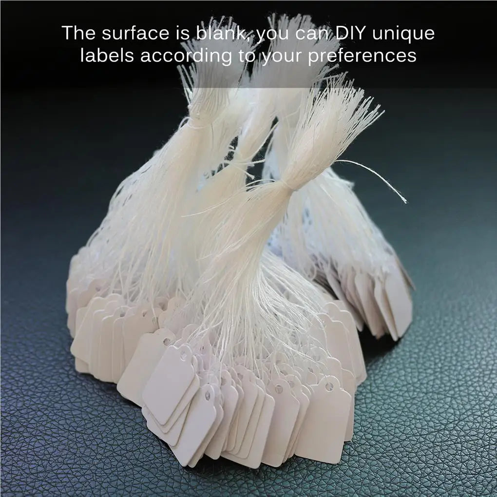 500Pcs/lot Jewelry Price Label with Cotton String Commodity Price Tag Shop Price Card DIY Gold Silver Blank Price Display Card