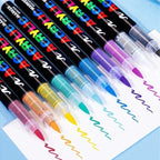 GUANGNA 16 Colors Direct-liquid Acrylic Paint Pens Brush Marker Pen for Rock Painting Stone Ceramic DIY Art Supplies Stationery