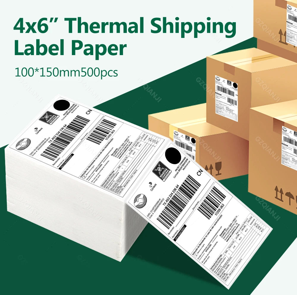 4x6 inch 100*150mm A6 4x4'' Shipping Labels FanFold Paper Rolls Sticker Paper for Thermal Shipping Label LOGO Barcode Address