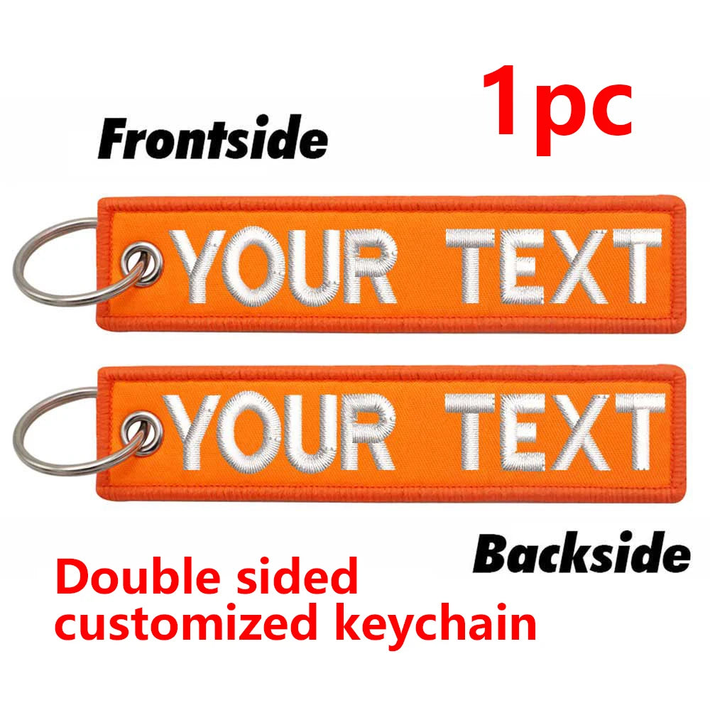 Custom Embroidered Keychain - Personalized Text Name Tag Keyring for Motorcycle, Car, Backpack, Luggage Travel Accessories