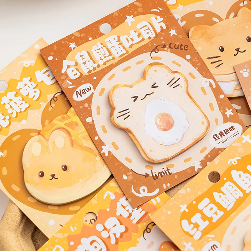 Creative Bread Sticky Notes Cute Cartoon Memo Pad Unique Design Note Paper Kawaii  Dessert Cuisine DIY