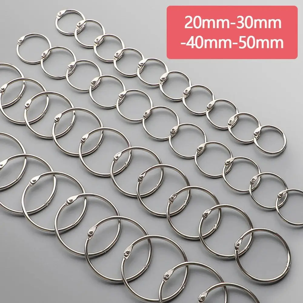 Durable Metal Binder Ring Silver/Rose Gold Office Supplies Loose-leaf Ring Clip 20/30/40/50mm Binding Clip Book