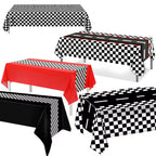 Race Car Theme Tablecloths Black White Checkered Rectangular Plastic Table Cover Racing Car Birthday Party Decorations Supplies