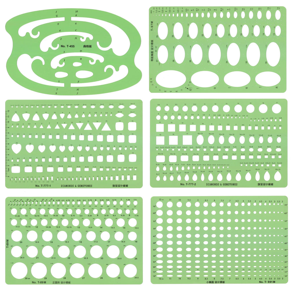 Jewelry Design Template Diamond Gemstone Drafting Ruler Kit Formwork Rulers Professional Designer Tools Supplies T-777-1 T-777-2
