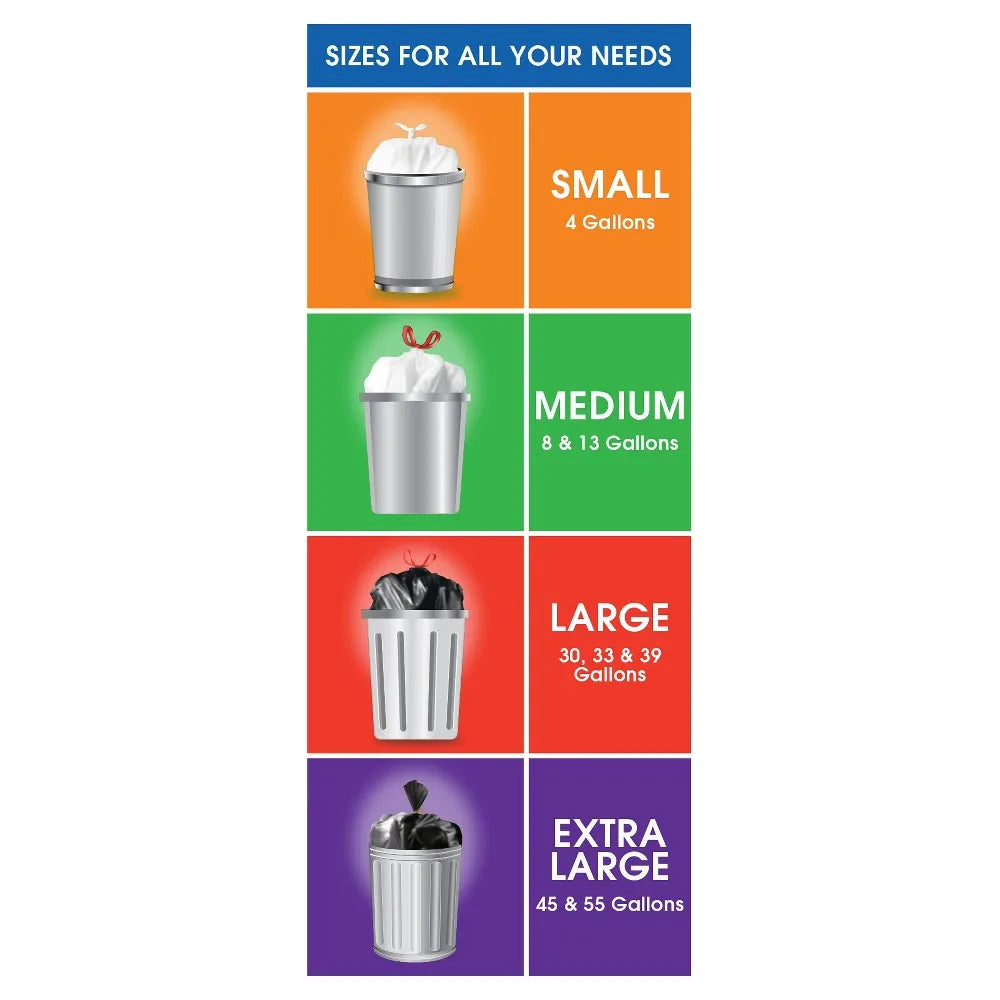 Strong Flex 33 Gallon Drawstring Trash Bags, Mint Scented, 20 Count Heavy Duty Kitchen Garbage Can Liners