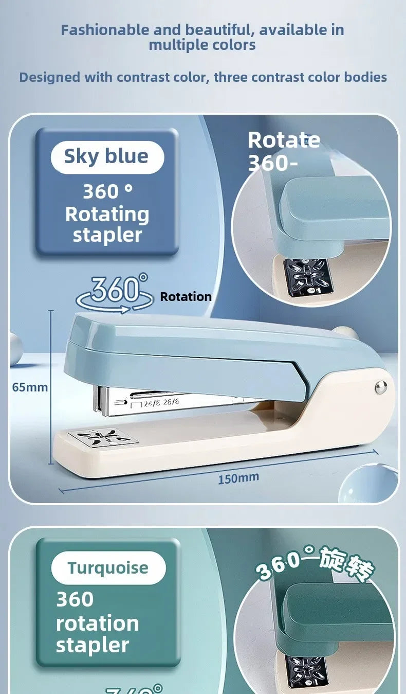 1-Piece 360° Rotatable Heavy Duty Stapler with Staple Remover: Large Capacity & Strong Clutch for Home and Office Use