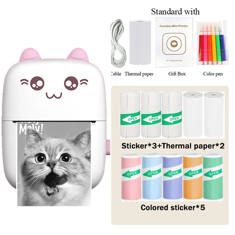 C9 mini HD printer portable sticker label Printer Bluetooth pocket thermal printer with paper for student note inkless printing