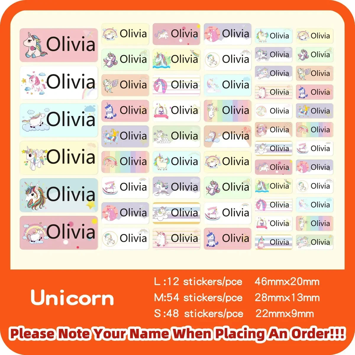 Multi Size Name Sticker Personlized First Name Waterproof Tag Custom Labels for Children Personal Scrapbook Kids School Label