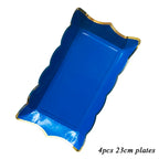 Rectangle Solid Color Disposable Tableware Paper Plates Kids Birthday Party Wedding Valentine's Day Decoration Supplies