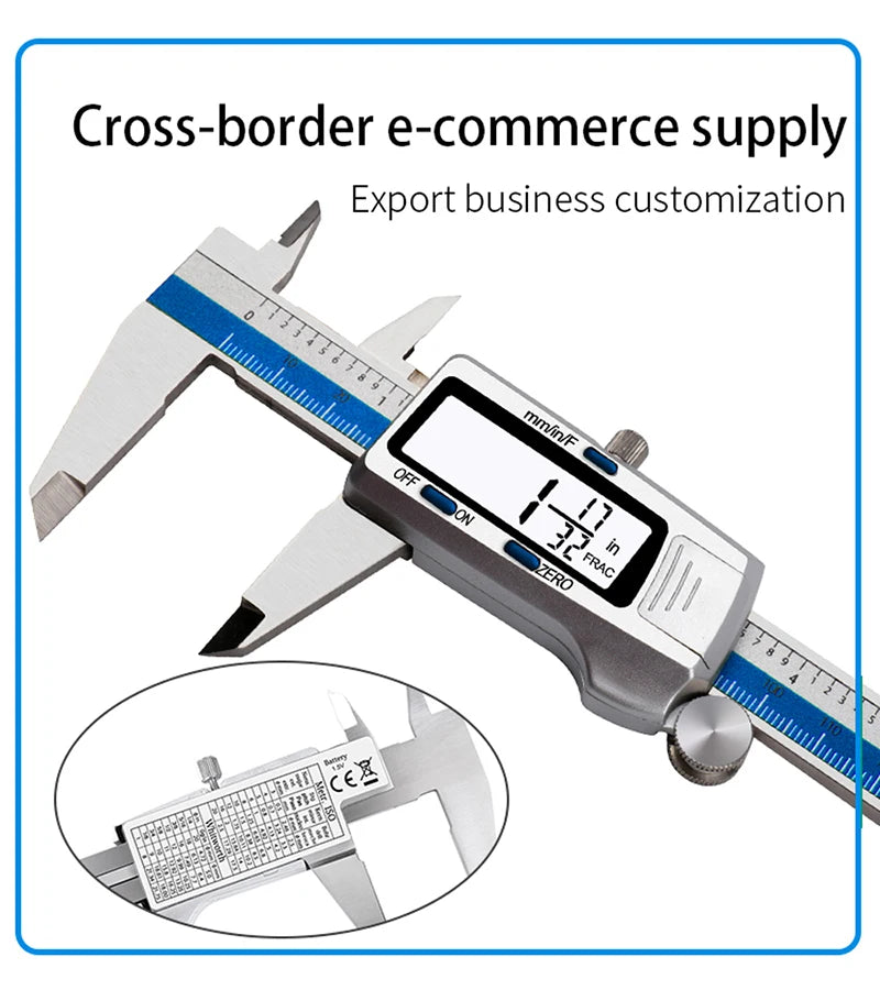 ET52 Stainless Steel 0.01mm High Precision Measure 150mm Digital Caliper mm/inch/Fraction Zero Setting Electronic Caliper