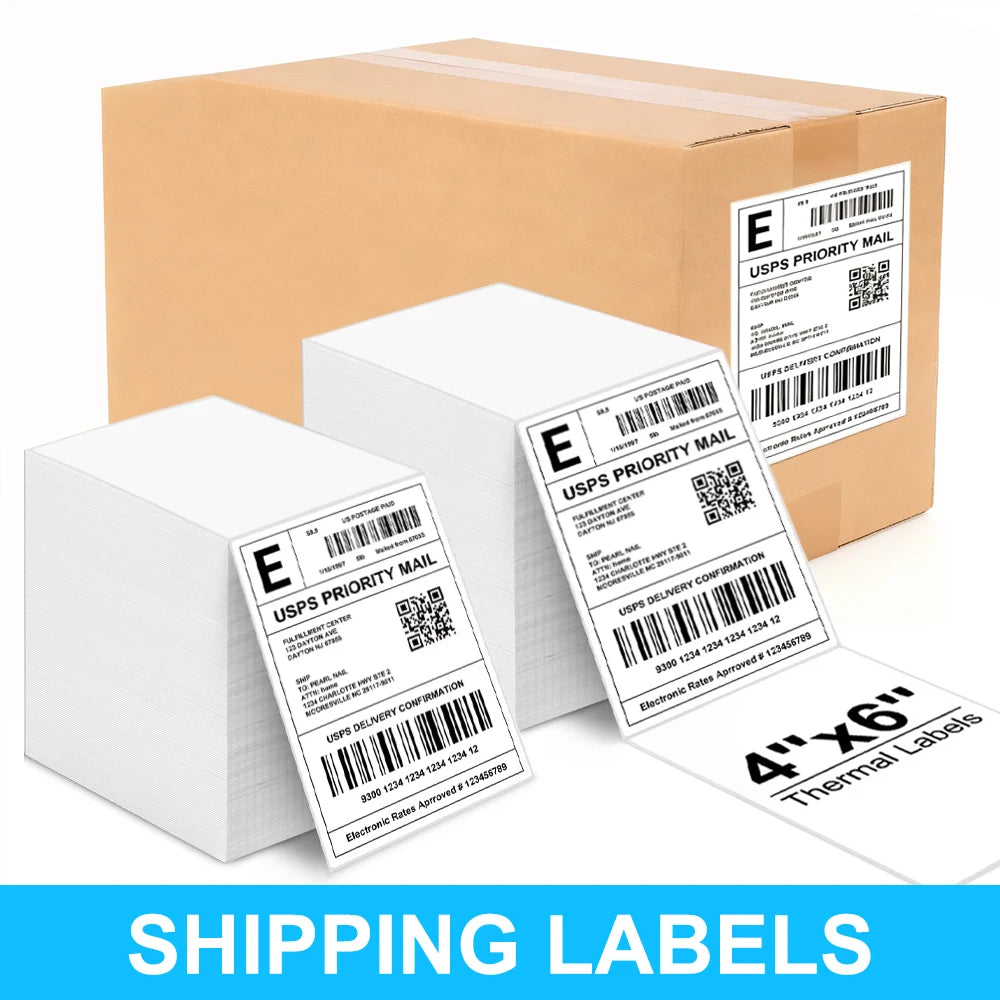 4"x6" inch Shipping Labels For Thermal Label Printer 100x150mm Adhesive Fold Thermal Label Paper For Business Express Shipping