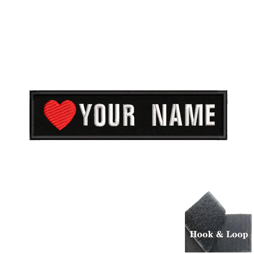 1PC 10cmX2.5cm Custom Name Patch Stripes Badge Iron On Or Hook Loop fire trophy radiation motorcycle blood drop love Pentagram