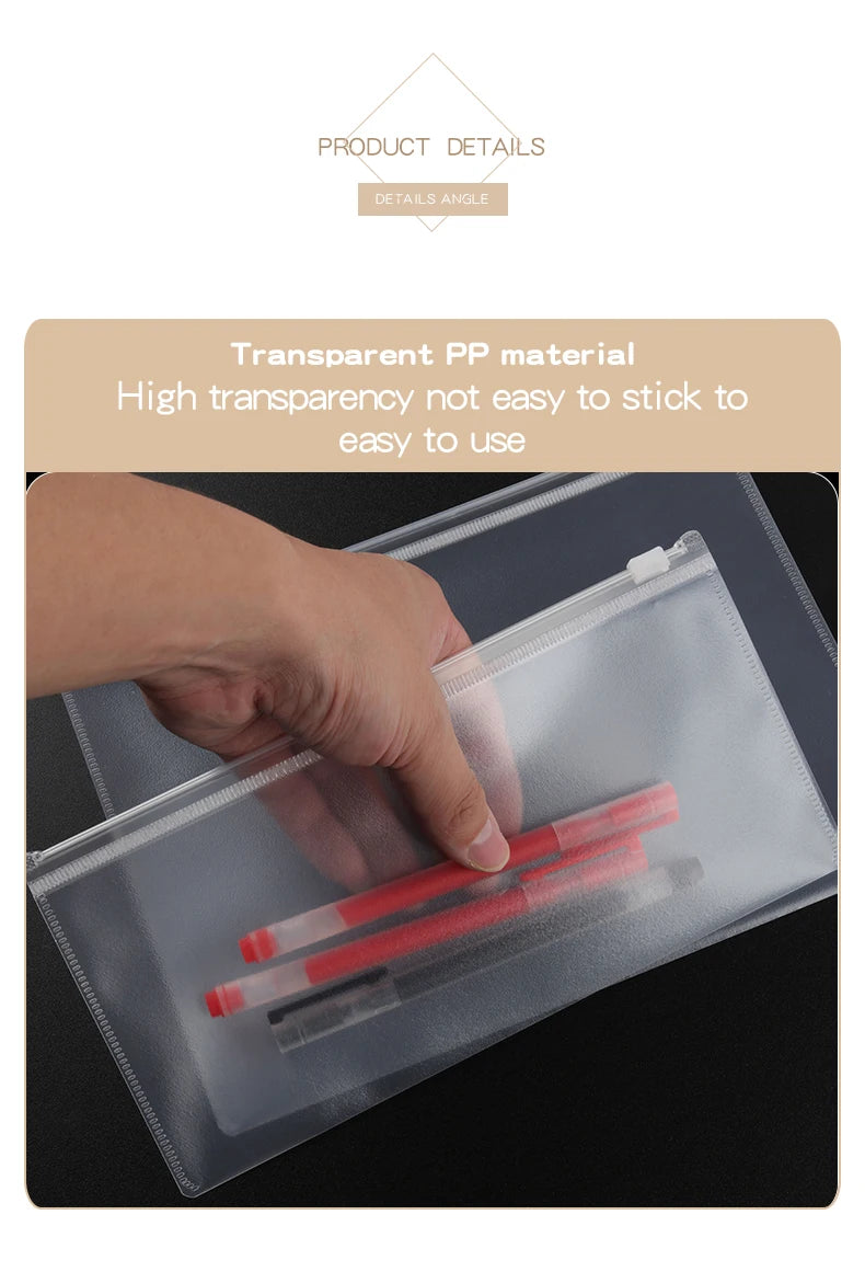 10PCS A4A5A6 Exam Mesh Zipper Bag Student Office Simple Large Capacity Transparent Document Bags